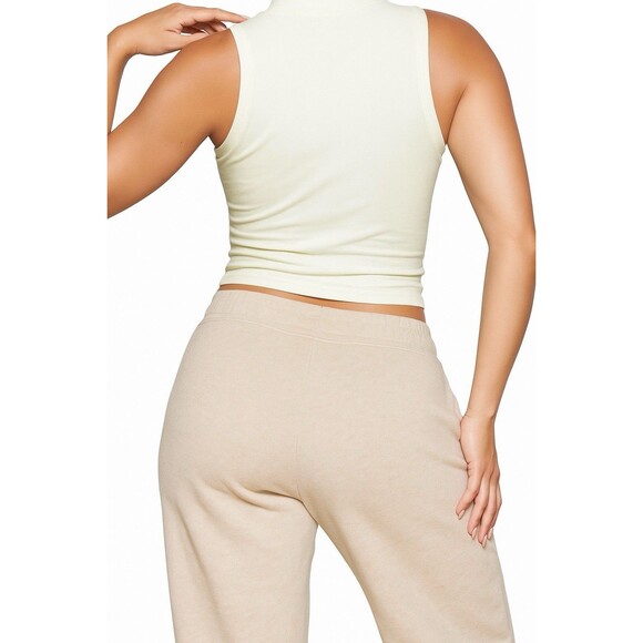 Skims High Neck Tank NWT XXL Cotton Jersey Neutral Bone Stretch Minimalist Layer - Picture 2 of 5